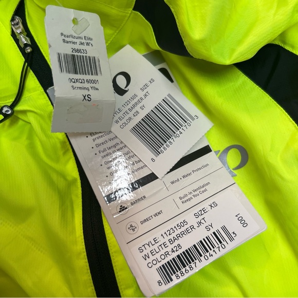Pearl Izumi Elite Jacket Womens XS Yellow Cycling Elite Barrier Full Zip NEW - Picture 5 of 7
